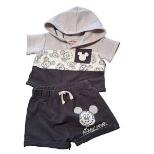 Disney Baby Mickey Mouse 2pc Shorts Set Short Sleeve Hoodie & Shorts 0-3 Months